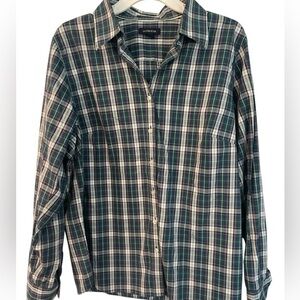 Lands' End Women’s  Casual Plaid Shirt Green, Red and Navy in size 16 W